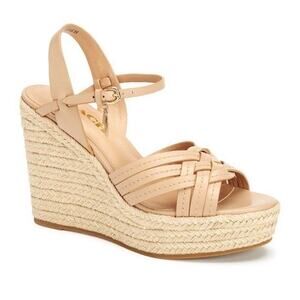 Coach Dottie Tan Wedge Espadrilles Sandals Charms Ankle Strap Women’s Size 11
